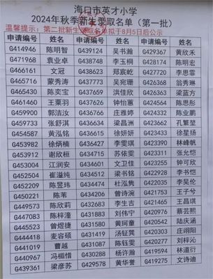 2024海口英才小学录取名单(持续更新)